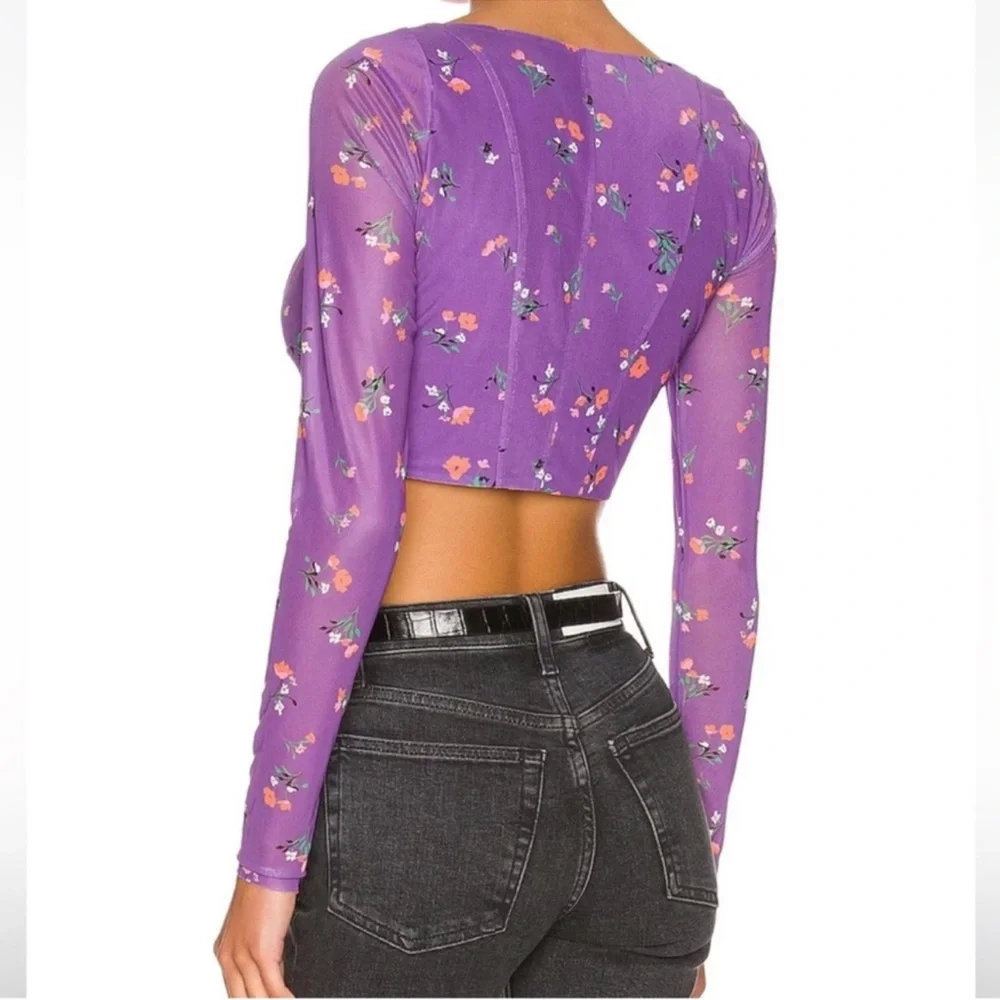 NWOT AFRM Purple Floral Cropped Top